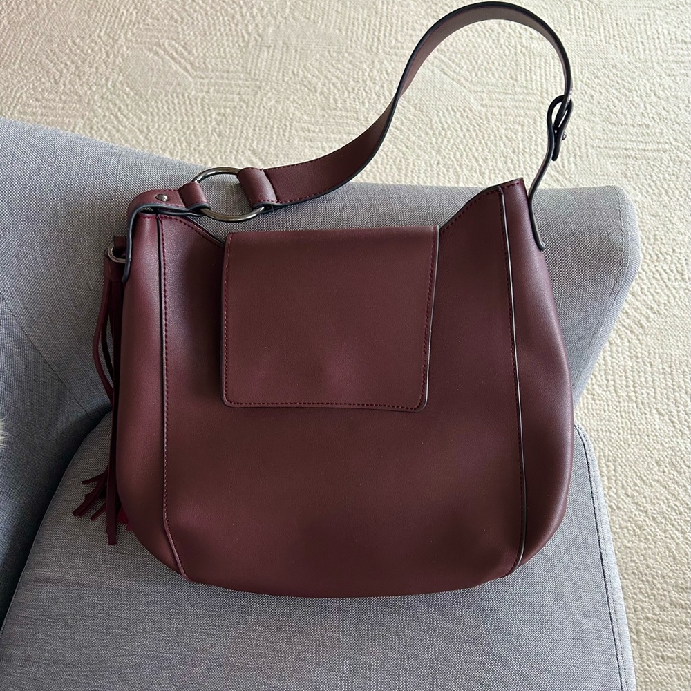 Dark plum hobo handbag